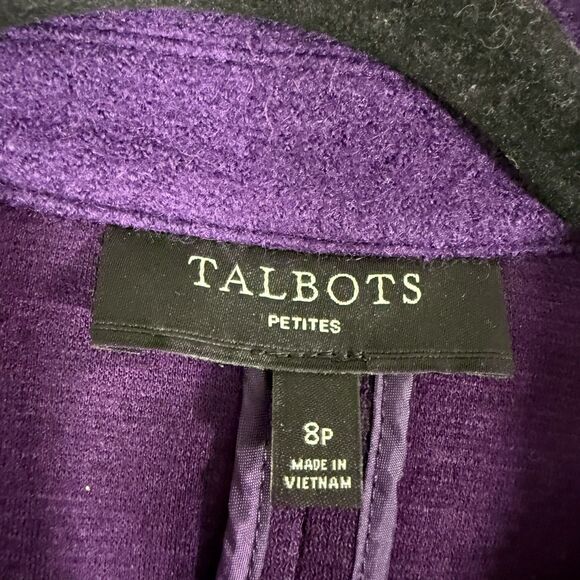 Talbots Blazer Women's 8P Solid Purple 2 Button Front Wool Blend Pockets - Picture 4 of 10